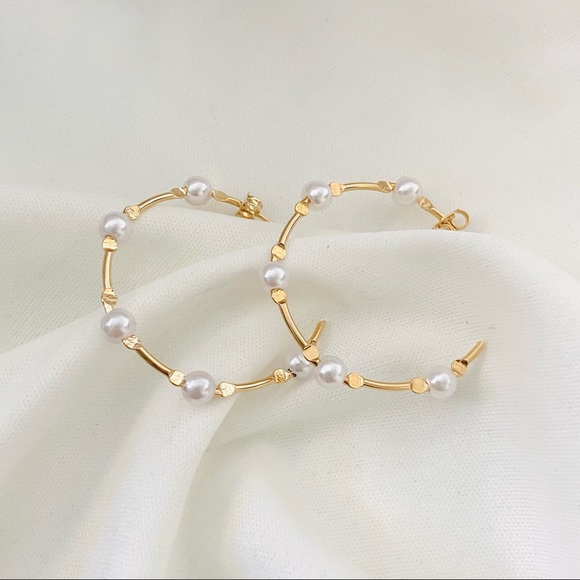 Pearl Beaded Hoops - Picture 9 of 9